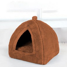 soonZAM 狗狗貓咪躲貓貓超細纖維圓頂寵物窩, 棕色, 1個