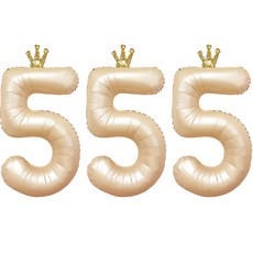 joyparty 數字皇冠鋁箔氣球 5 90cm, 3個, 拿鐵色
