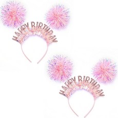 joyparty 鐳射生日髮箍, 粉紅色, 2個