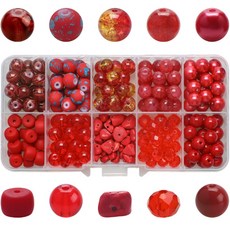 Alode 大理石紋串珠 DIY 材料包 200入, 紅色, 1套