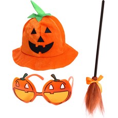 P&B UNITY 南瓜帽 + 眼鏡 + 掃帚套組, 02 橘色, 1套
