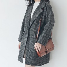 루나걸 마리캐 체크 모직 코트