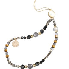 H Living 波西米亞風格串珠手機掛繩, A 黑色, 1個