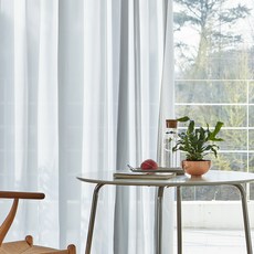 한스데코 새틴 발레리나 쉬폰 파우더 나비주름 커튼 2p + 레일 세트 방문설치