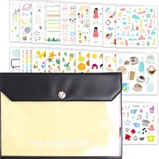 按扣手帳 + 28種貼紙套組, 黃色(手帳), 貼紙(混合顏色), 1套