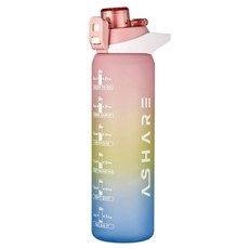 一鍵式大容量運動水壺, 1L, 粉色, 1個