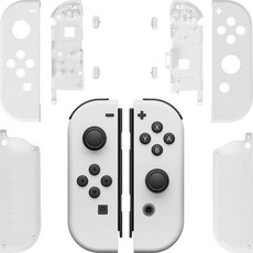 HOHOO 任天堂 Switch Joy-Con 替換殼 保護殼 DIY OLED相容 客製化配件 白色, 單一商品, 1套