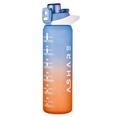 一鍵式大容量運動水壺, 1L, 藍色, 1個