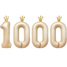 joyparty 皇冠 數字 鋁箔氣球 90cm 1000, 拿鐵色, 1套