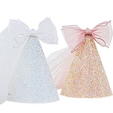 조이파티 리본베일 파티고깔모자 2종 세트, 펄화이트, 로즈골드, 2개