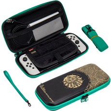 HOHOO 任天堂 Switch OLED 輕薄硬殼收納包 薩爾達傳說 王國之淚主題 AK 黑色, 單一商品, 1套