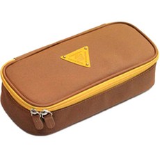 shinzikatoh 牛仔拼接鉛筆袋, 棕色, 1個