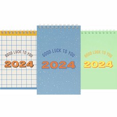 Table talk 2024迷你日曆日常習慣 3種組, 校園網格、銀河藍、薄荷綠, 1組