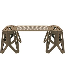 KEEP 뉴타입 브릿지 그릴 테이블 + 스툴 2p 세트, 탄