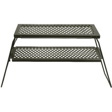 KEEP CAMPING 露營折疊燒烤架+層架, 卡其色