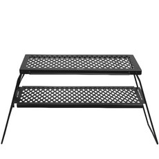 KEEP CAMPING 露營折疊燒烤架+層架, 黑色