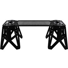 KEEP 뉴타입 브릿지 그릴 테이블 + 스툴 2p 세트, 블랙