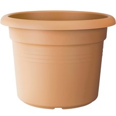 elho 綠色基本款圓柱花盆, 柔和陶土色, 1個