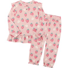 milkmilelolo New Kids On 女童草莓睡衣上下套裝