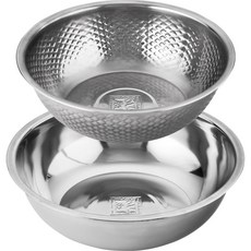 Kitchen-Art 不鏽鋼攪拌盆2件組, 洗米盆 26cm(1入)+ 攪拌盆 28cm(1入), 1套