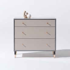 리빙디자인연구소 헤이몰리 아셀라 와이드 서랍장 방문설치, 모카 그레이 골드엣지, 3단