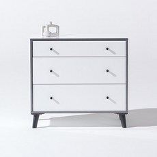 리빙디자인연구소 헤이몰리 아셀라 와이드 서랍장 방문설치, 화이트 심플블랙, 3단