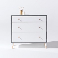 리빙디자인연구소 헤이몰리 아셀라 와이드 서랍장 방문설치, 화이트 골드엣지, 3단