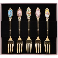 ROYAL ALBERT 100週年 甜點餐後叉 大 5件組 16cm, 混合色, 1套, 5款叉子
