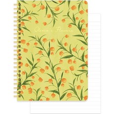 Monolike Olivia Flowers A5線圈橫線筆記本, 1個, 01 黃色