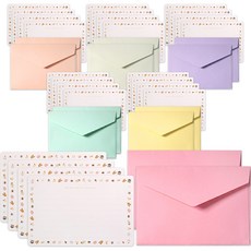 圓角邊信紙 24入 + 12款信封組, 1套, 蛋糕(信紙), 隨機出貨(信封)