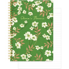 Monolike Olivia Flowers A5線圈橫線筆記本, 1個, 02 綠色