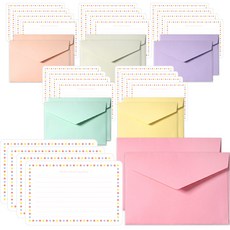 라운드 엣지 편지지 24p + 봉투 12종 세트, 도트(편지지), 랜덤발송(봉투), 1세트