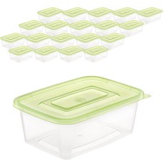 COOK&LOCK 多用途長方形密封保鮮盒 淡綠色 1100ml, 20個, 保鮮盒+蓋子