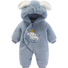 Bebeniz 嬰幼兒動物刺繡防寒全開扣連身衣