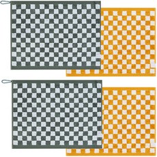 GUY LAROCHE 竹纖維預染擦手毛巾 國際象棋, 4條, 黃色+綠色