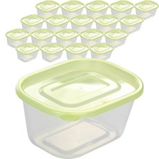 COOK&LOCK 多用途長方形密封保鮮盒 淡綠色, 20個, 500ml
