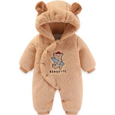 Bebeniz 嬰幼兒動物刺繡防寒全開扣連身衣