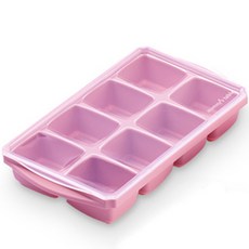 mommy's table 不產生異物的食品級矽膠製冰盒 冰塊模具 8格, 寶寶粉, 1個