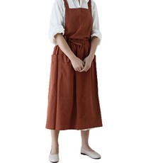 托兒所老師 花藝師 花店 廚房 大尺碼 洋裝 長版 現代 經典 圍裙, 磚紅色, 1個