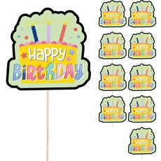 Vividrain 生日蛋糕裝飾插牌 3號 S48, 生日快樂, 10個