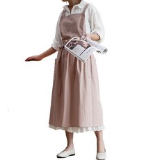 幼兒園教師 花藝師 花店 廚房 大尺碼 連身裙式 長版 現代 經典 圍裙, 印度粉, 1個