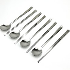 QUEEN SENSE 不鏽鋼雷射花蝶刻印4人餐具組, 湯匙 4p + 筷子 4p, 銀色, 1套