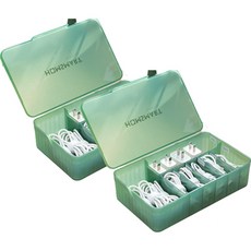 ABM 大容量半透明電線整理盒, 綠色, 2個