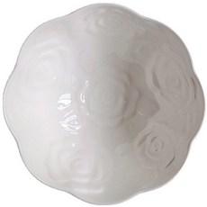 摩登風玫瑰紋壓花湯碗 280ml 12*6cm YJ333, 白色, 1個
