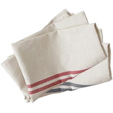 forhome 手工製亞麻燕麥條紋廚房巾組, 黑色 + 紅色, 40 x 50 cm, 2個