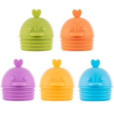 FLaiTO 矽膠動物插座蓋 5件組, 企鵝款(綠色+橘色+紫色+黃色+藍色), 1組