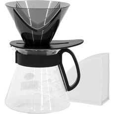 HARIO 好璃奧 V60 MUGEN 無限手沖咖啡套組 600ml 3~4人份, 咖啡分享壺 XVD-02B + 濾杯 VDMU-TB + 濾紙02-100W, 1套