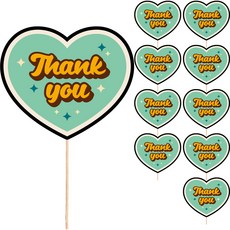 Vivid rain 禮物裝飾 訊息插牌 蛋糕插旗 S46-Thankyou, 10個, 綠色