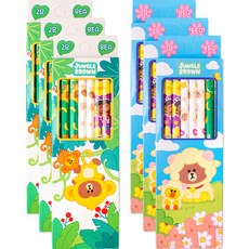 STUDIO EIGHT LINE FRIENDS 彩虹8支鉛筆 2B, 隨機出貨, 6個