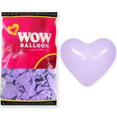 WOW PARTY KOREA Wow Balloon 愛心 30cm 100入, 1個, 馬卡龍紫丁香色